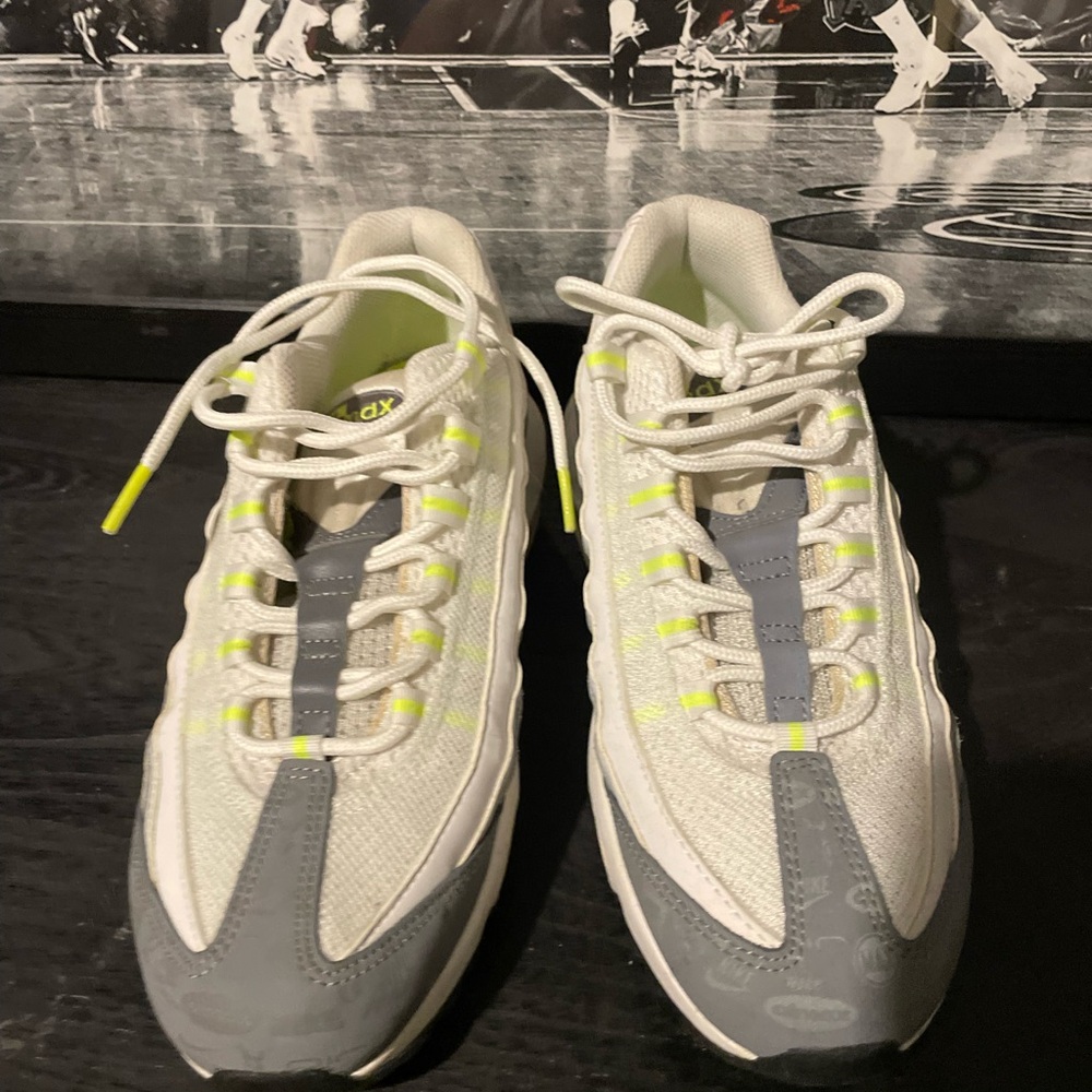 White and Gray Sneakers with Neon Accents
